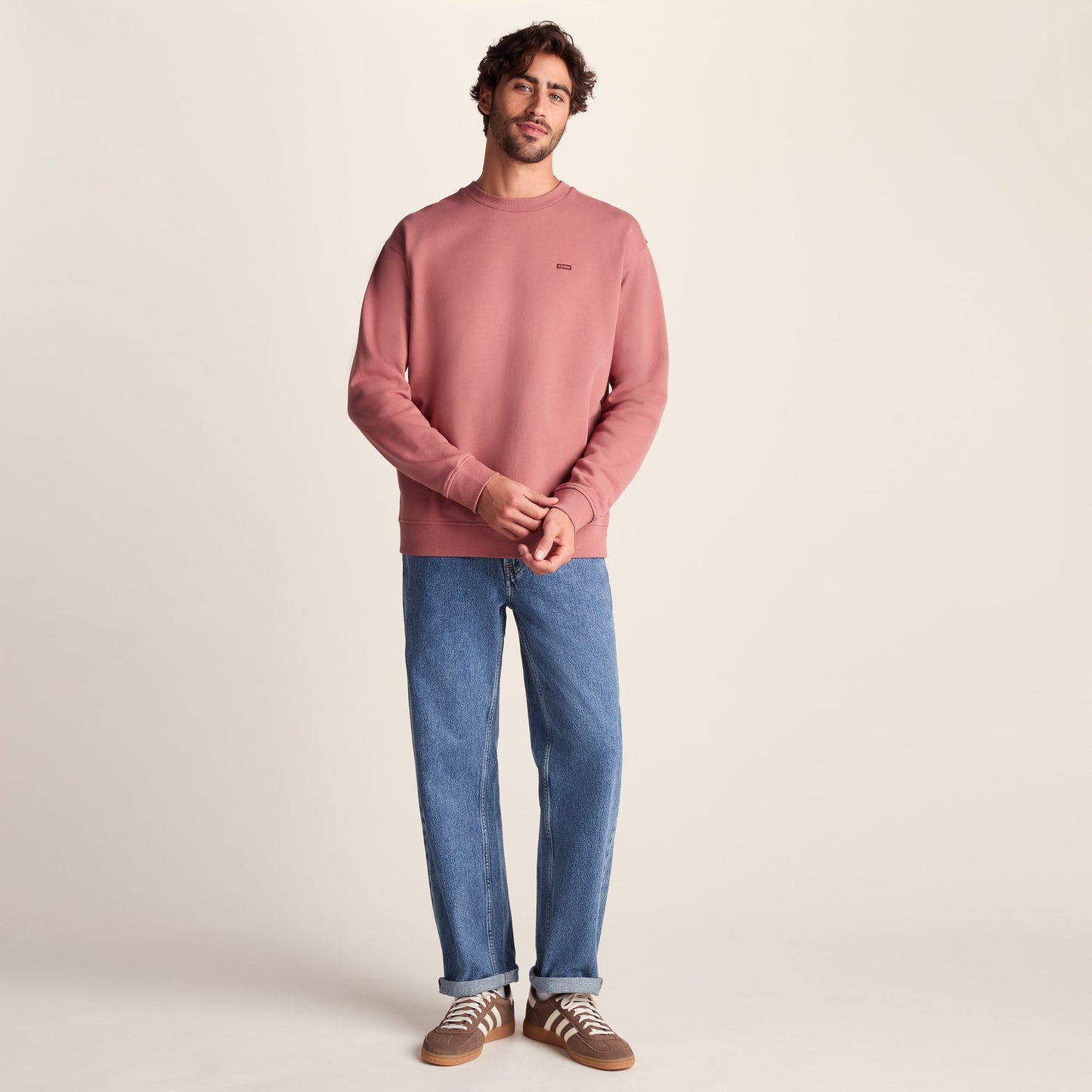 Warren Mens Relaxed Fit 100% Cotton Heavyweight Sweat - Redwood