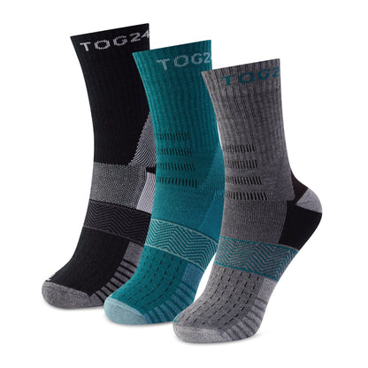 Wels 3Pack Mens Trek Socks - Black/Dark Turquoise/Dark Grey Marl