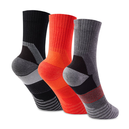 Wels 3Pack Mens Trek Socks - Black/Fiery Orange/Dark Grey Marl