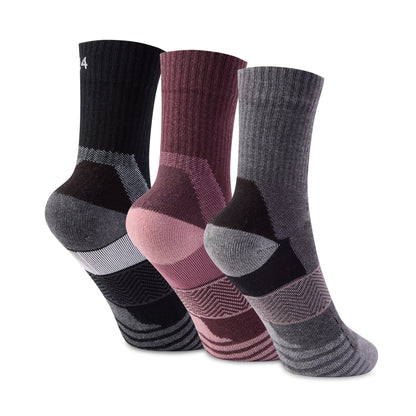 Wels 3Pack Womens Trek Socks - Black/Mauve/Dark Grey Marl