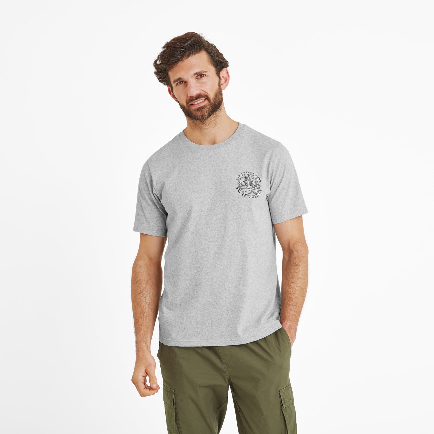Whitby Mens 100% Cotton Supersoft T-Shirt - Light Grey Marl