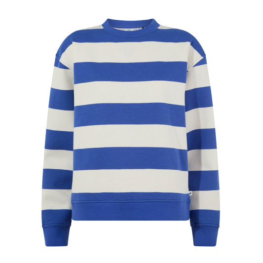 Yuri Womens Supersoft Crew Neck Striped Sweatshirt - Cobalt Stripe