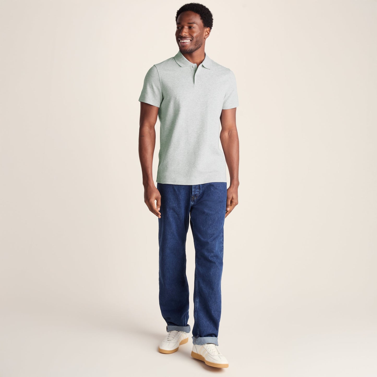Zaden Mens Polo Shirt - Light Grey Marl