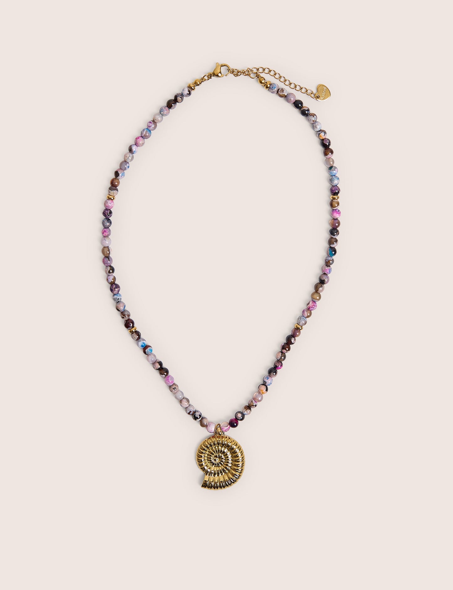 Multi Coloured Beaded Shell Detail Necklace