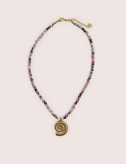 Multi Coloured Beaded Shell Detail Necklace