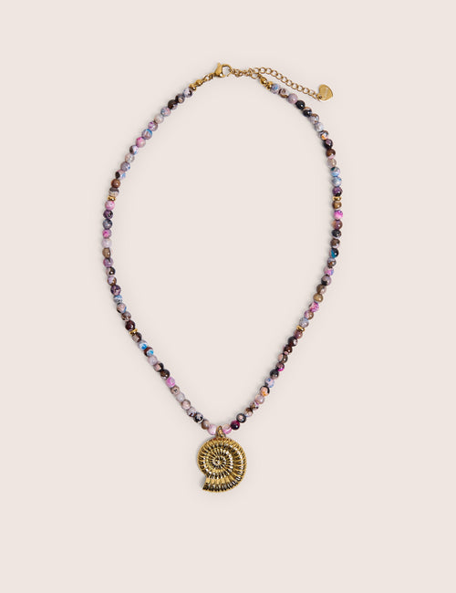 Multi Coloured Beaded Shell Detail Necklace