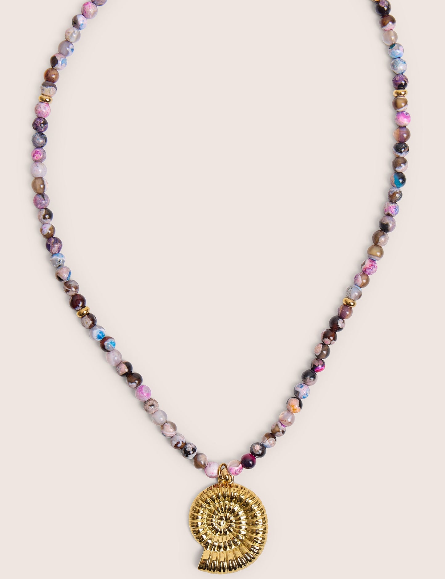 Multi Coloured Beaded Shell Detail Necklace