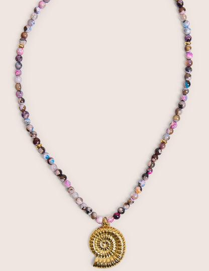 Multi Coloured Beaded Shell Detail Necklace