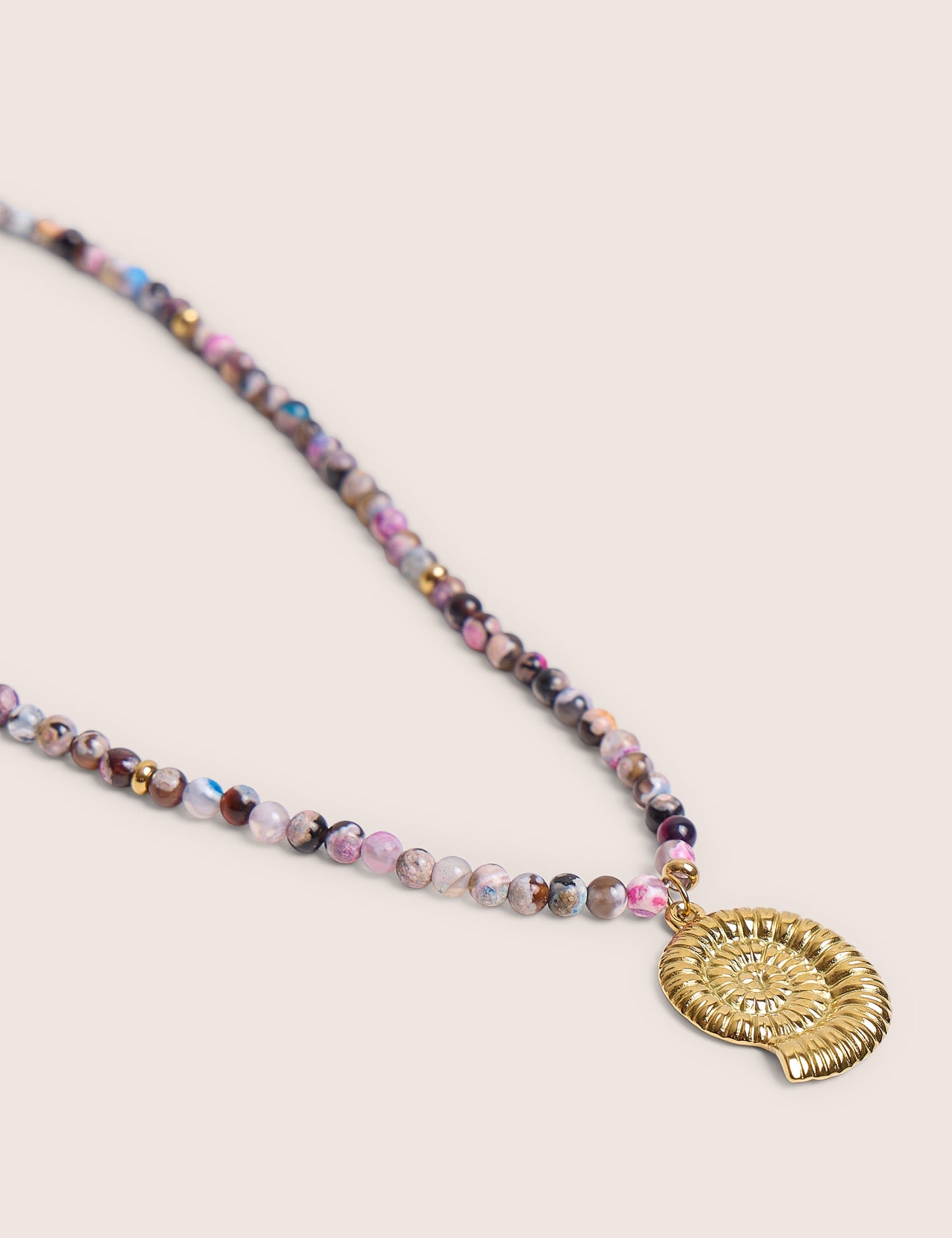 Multi Coloured Beaded Shell Detail Necklace