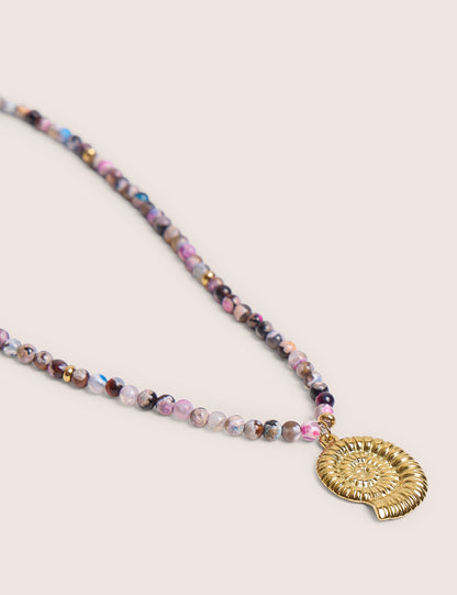 Multi Coloured Beaded Shell Detail Necklace