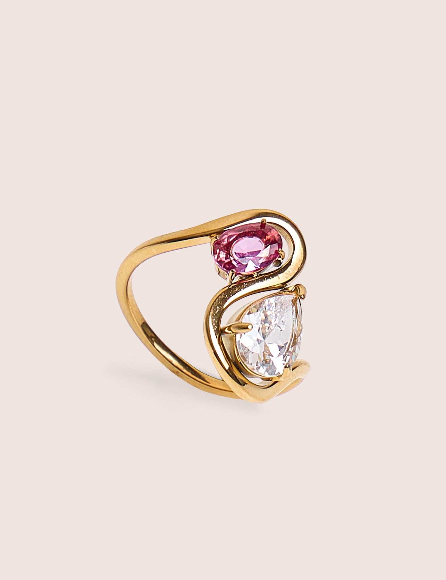 Double Gemstone Gold Ring