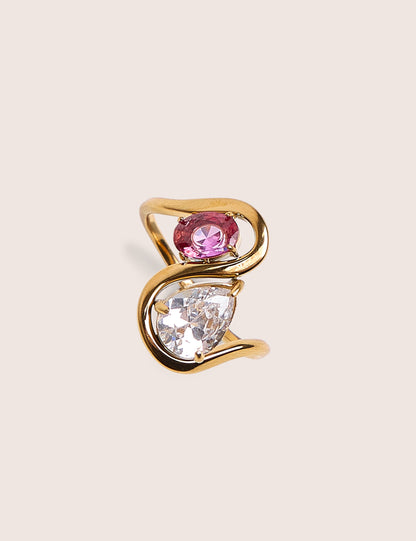Double Gemstone Gold Ring