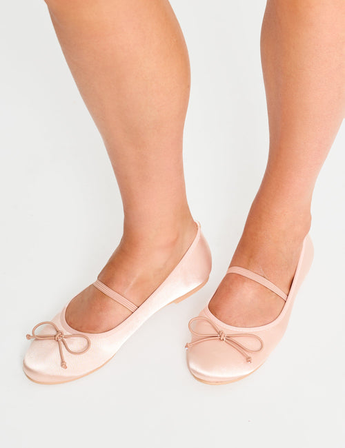 Alexia Pink Satin Flat Ballet Pumps