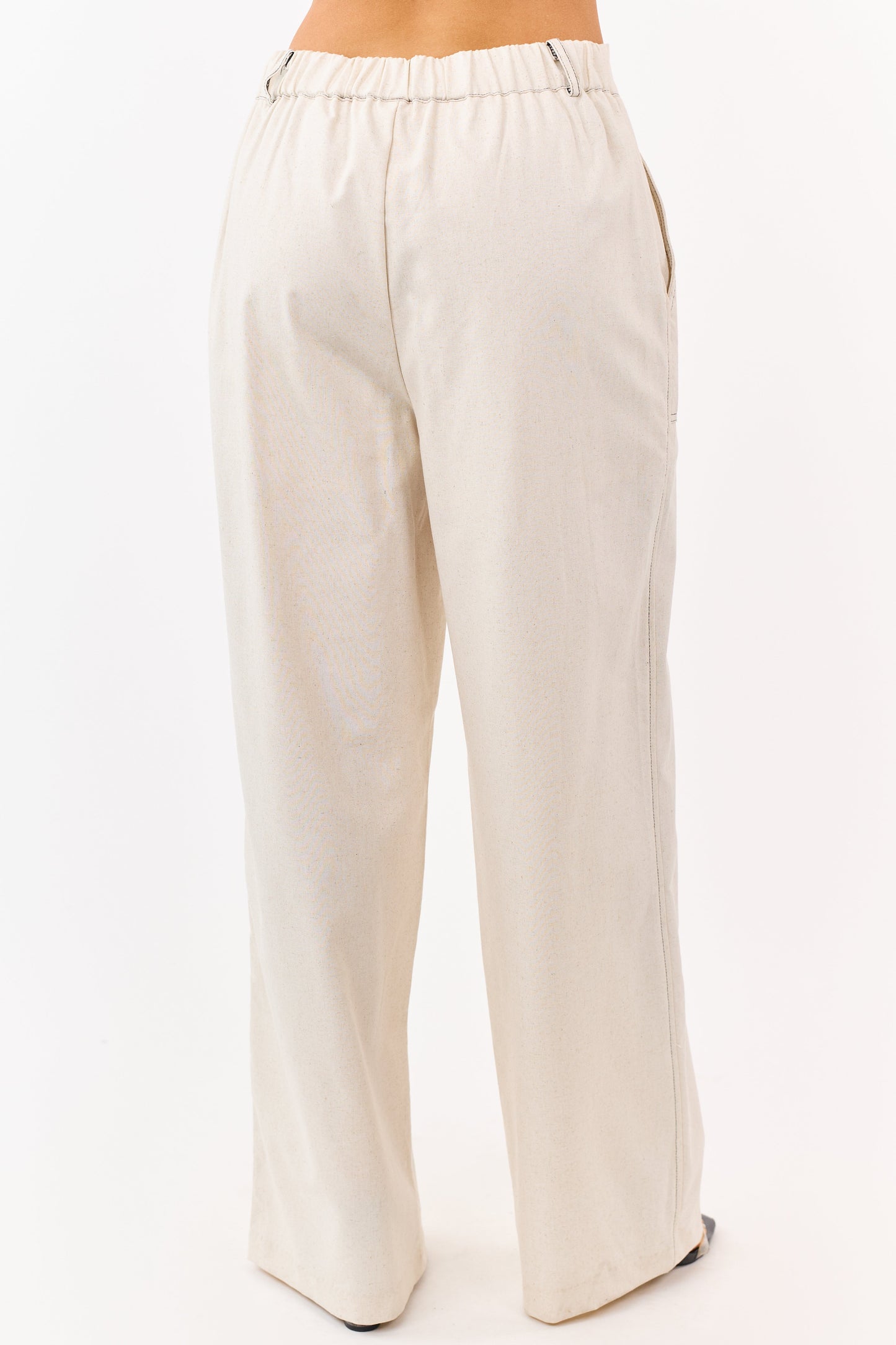 Almond Wide Leg Linen Blend Pants