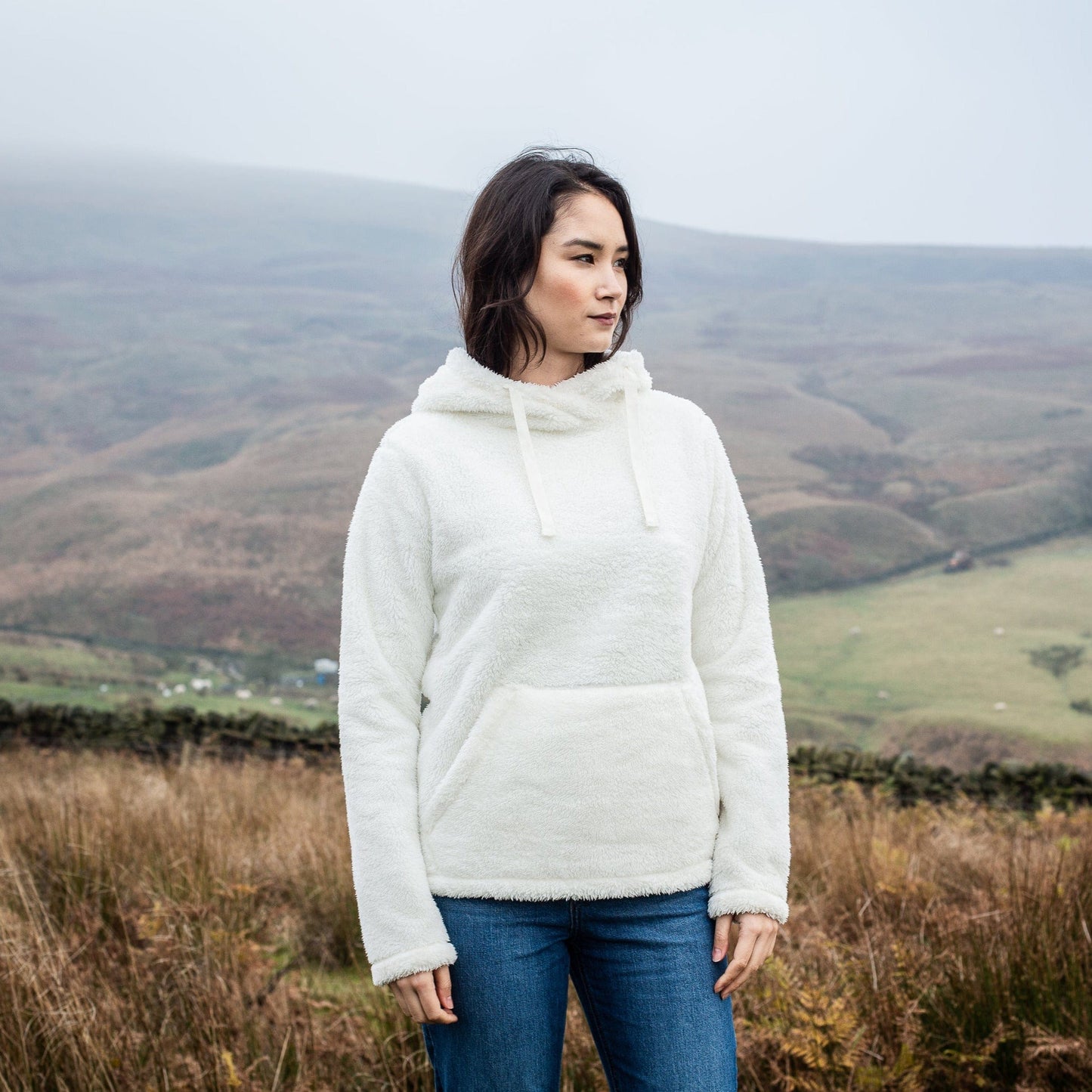 Sawley Womens Teddy Fleece Hoody - Ice Grey