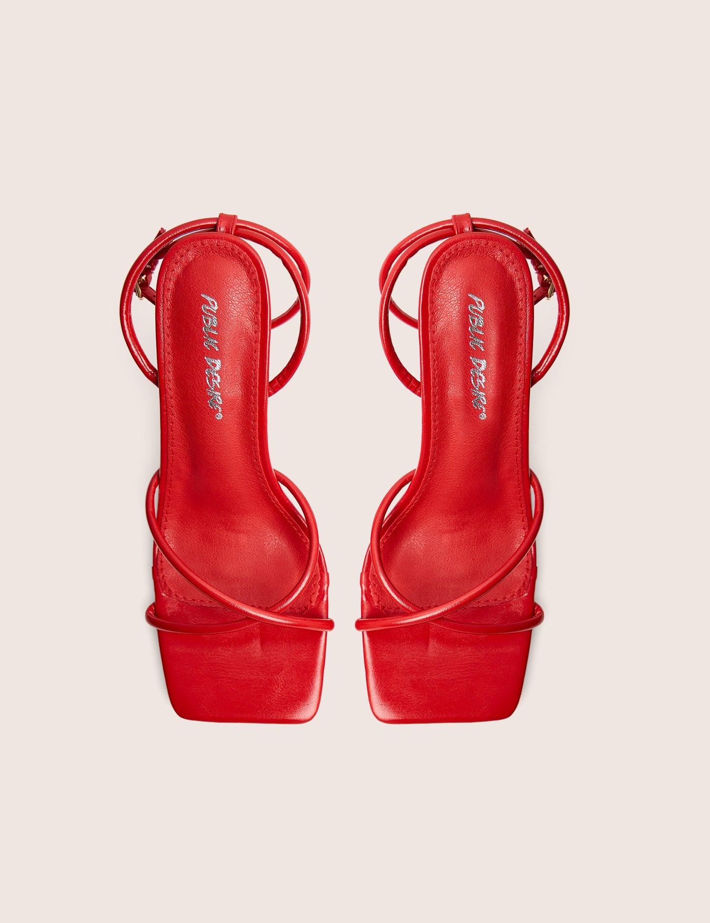 Bree Red Pu Barely There Square Toe Mid Stiletto Heels