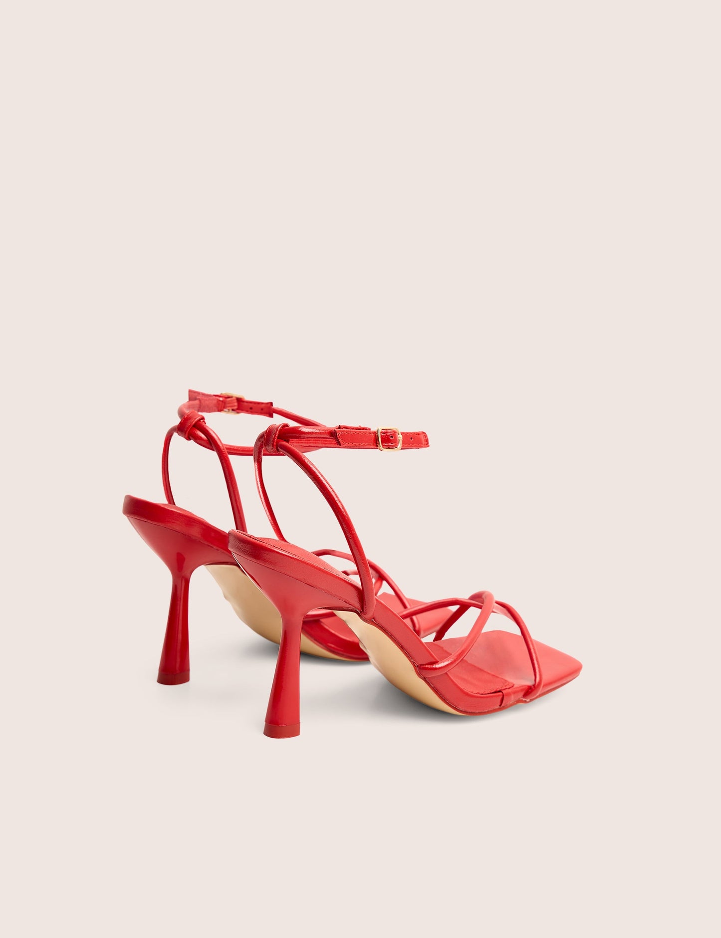 Bree Red Pu Barely There Square Toe Mid Stiletto Heels