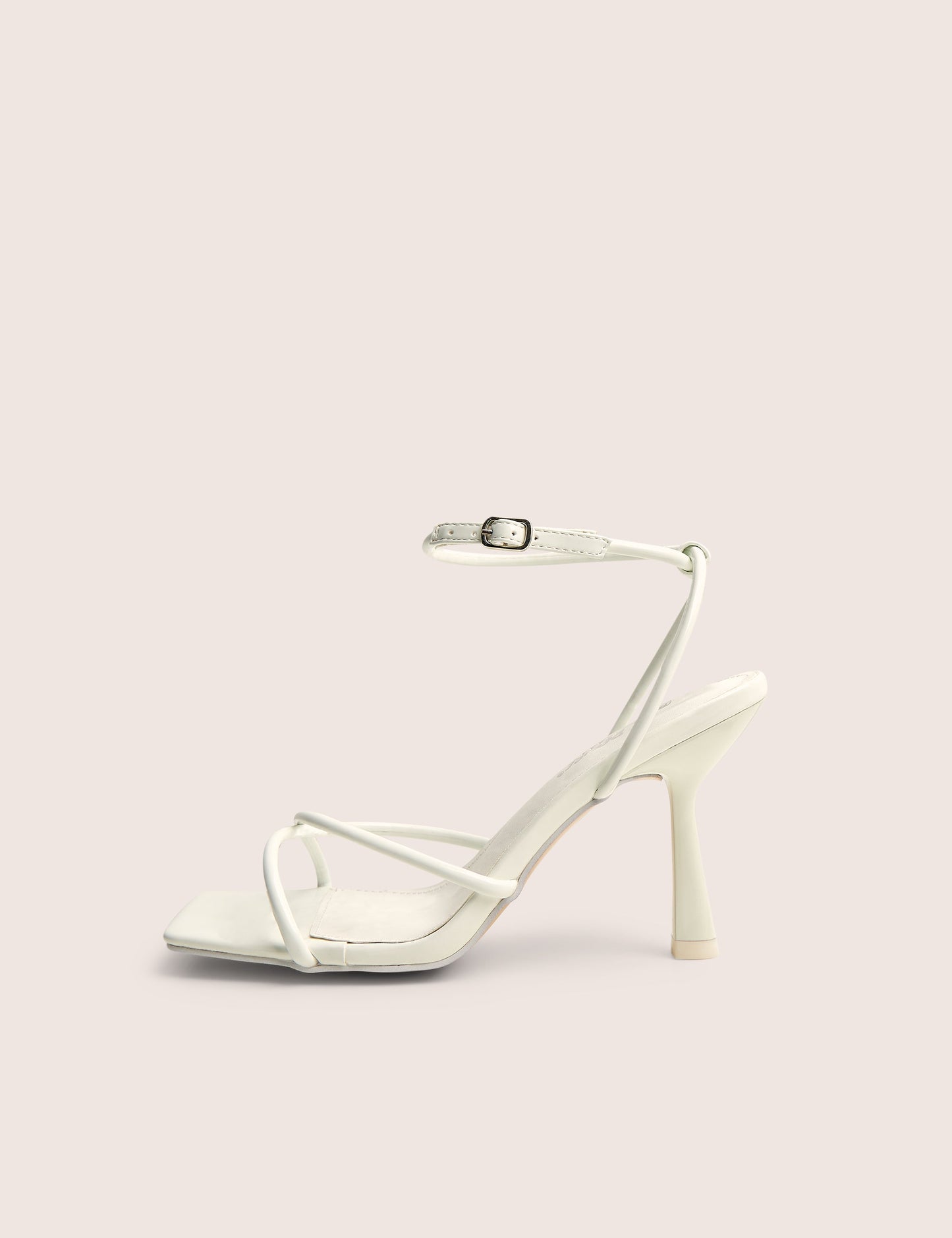 Bree White Patent Barely There Square Toe Mid Stiletto Heels