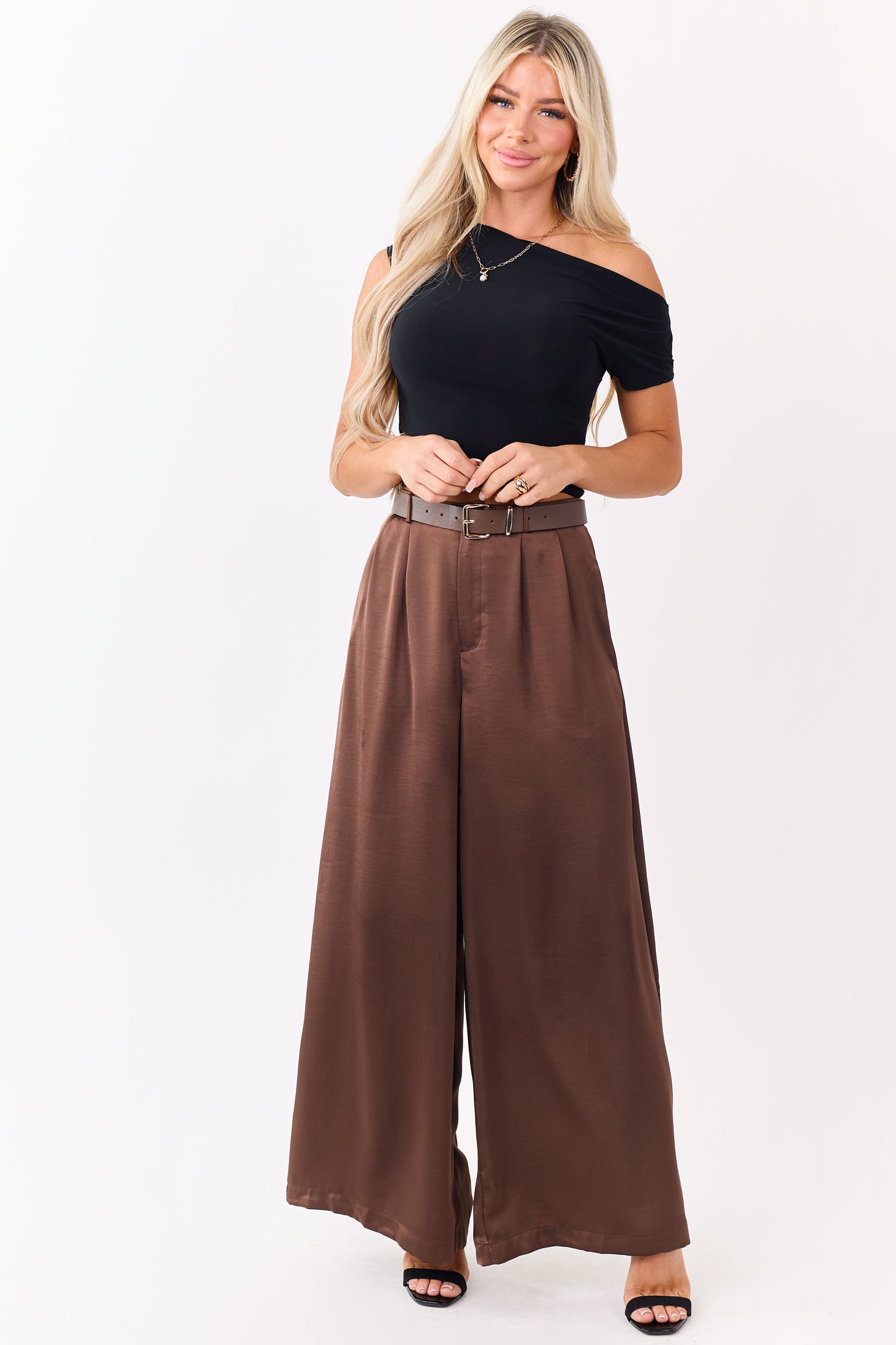 Black Asymmetrical Ruched One Shoulder Top