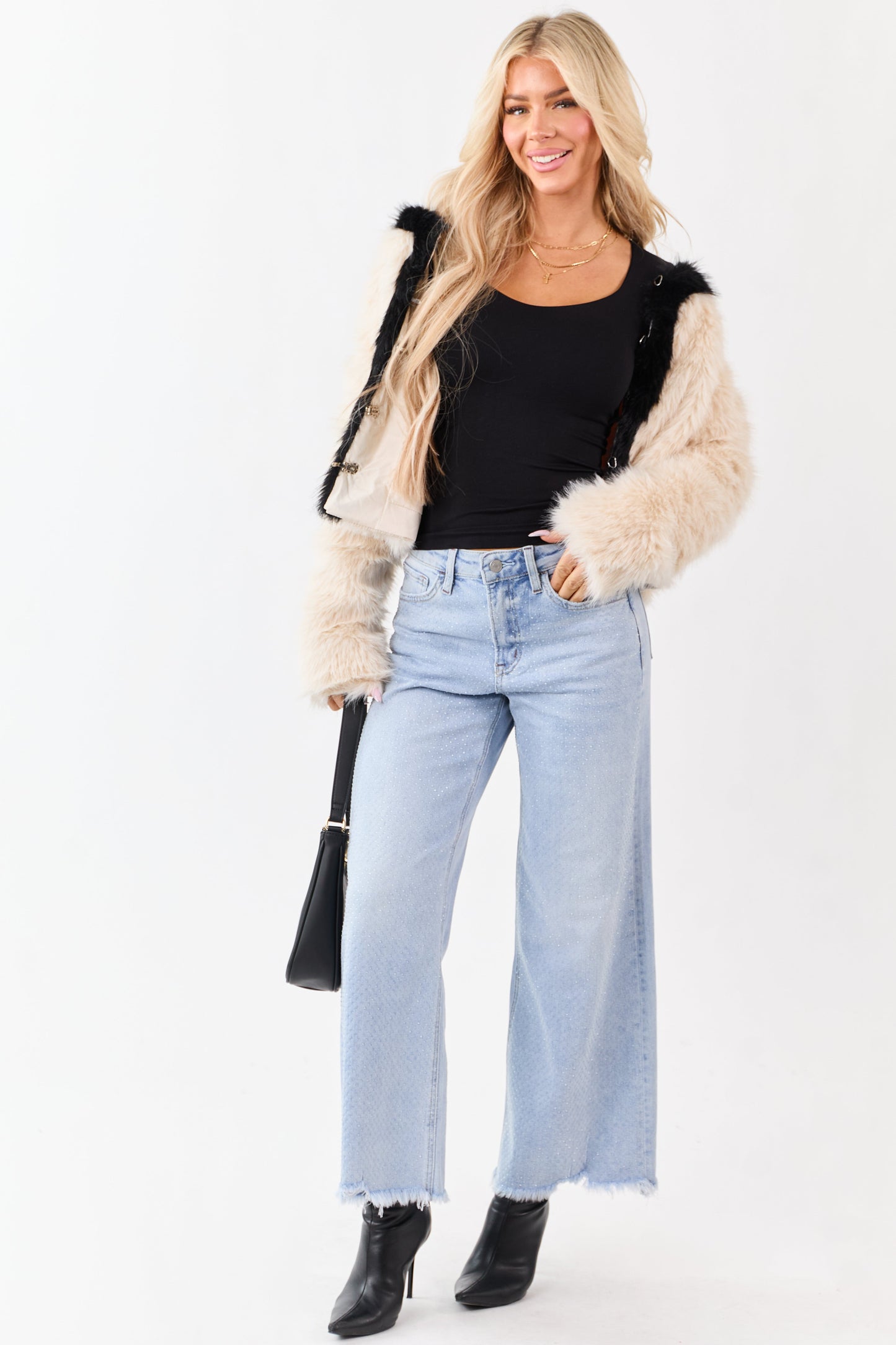 Black Scoop Neck Fitted Long Sleeve Top