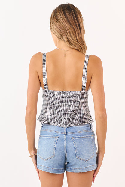 Black and Ivory Gingham Cropped Tank Top