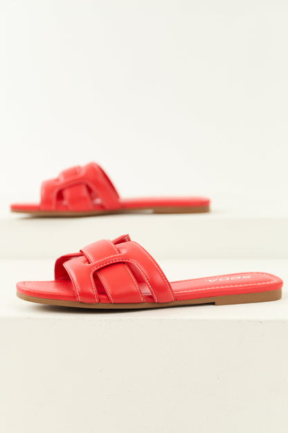 Brick Interlaced Faux Leather Strap Sandals