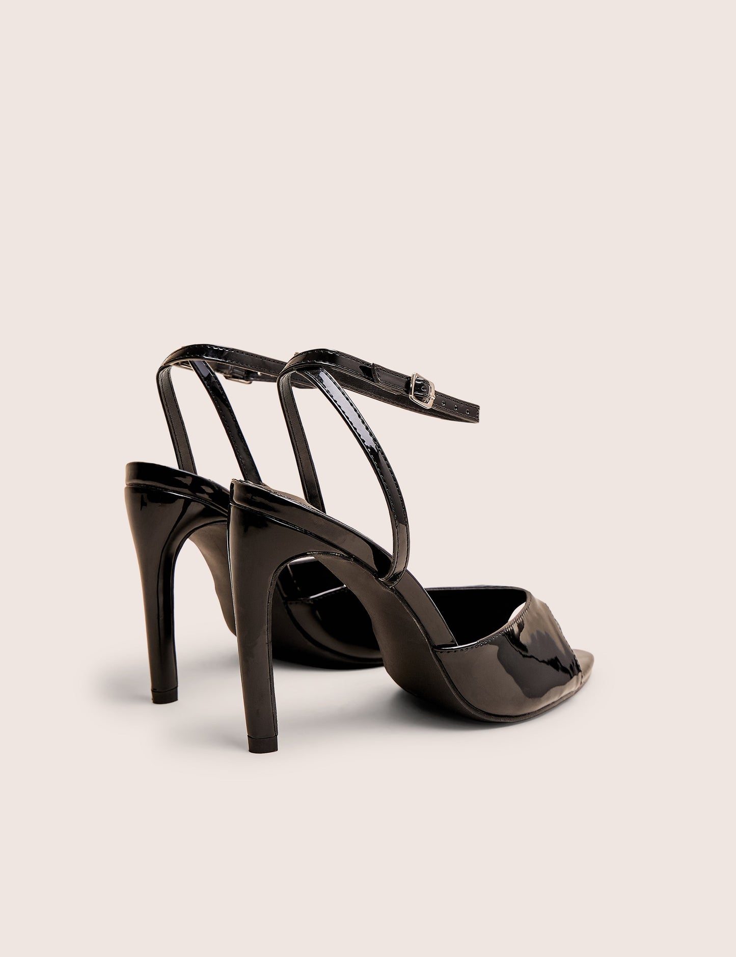 Caught on Black Peep Toe Curved High Heel