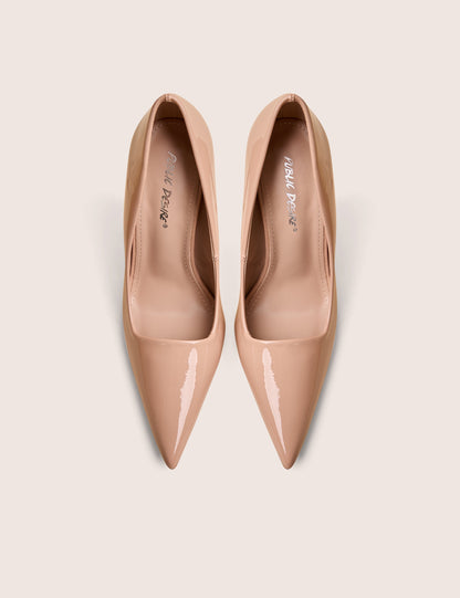 Caviar Nude Patent Pu Court Stiletto High Heels