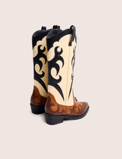 Celia Brown Western Knee High Boots