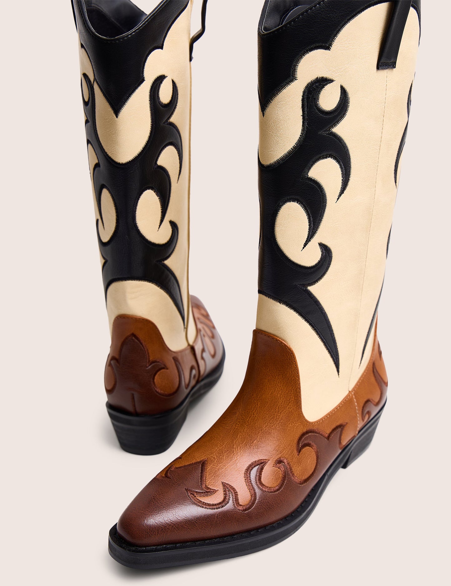 Celia Brown Western Knee High Boots