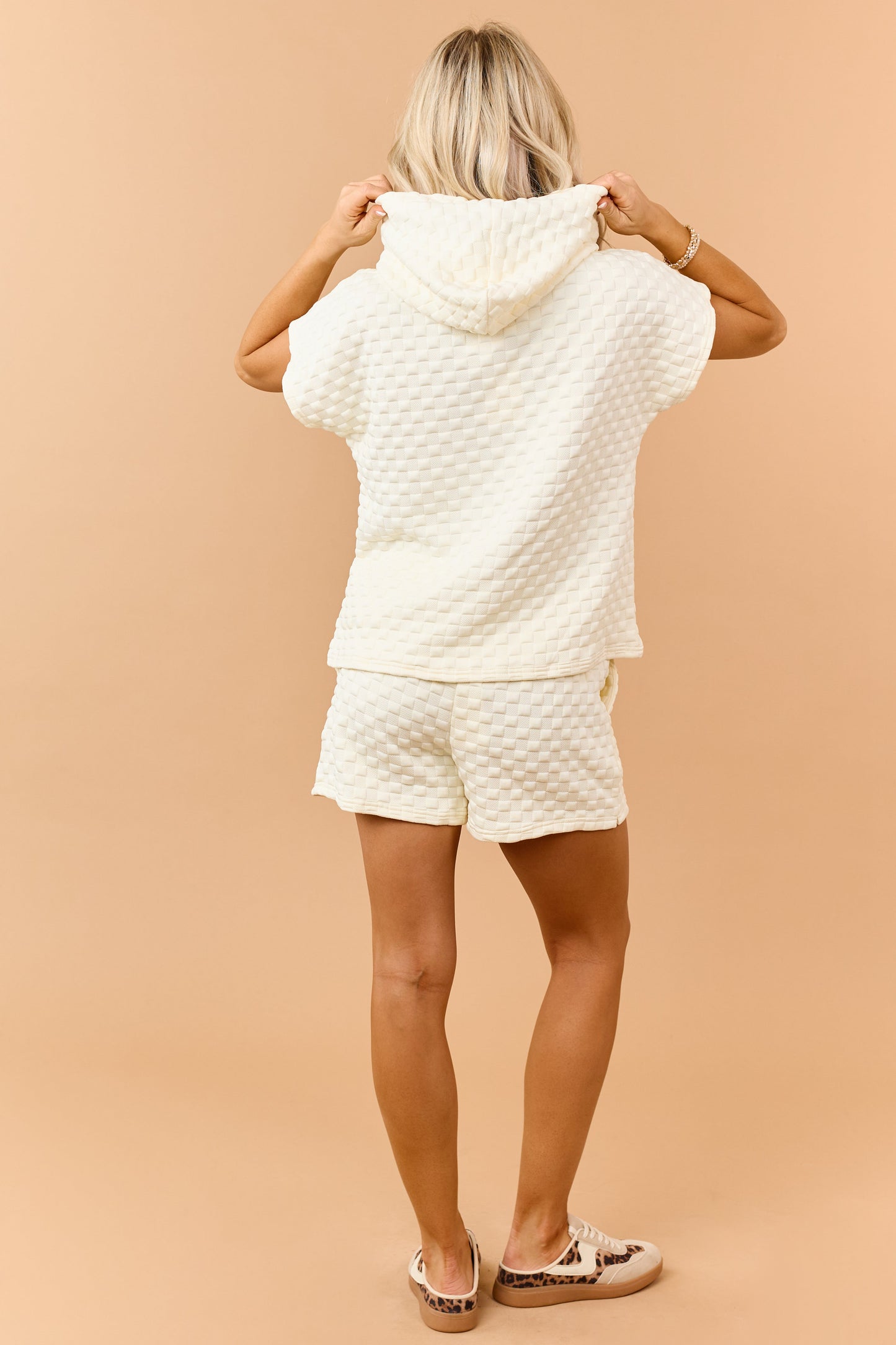 Cream Puff Checkered Top and Shorts Set