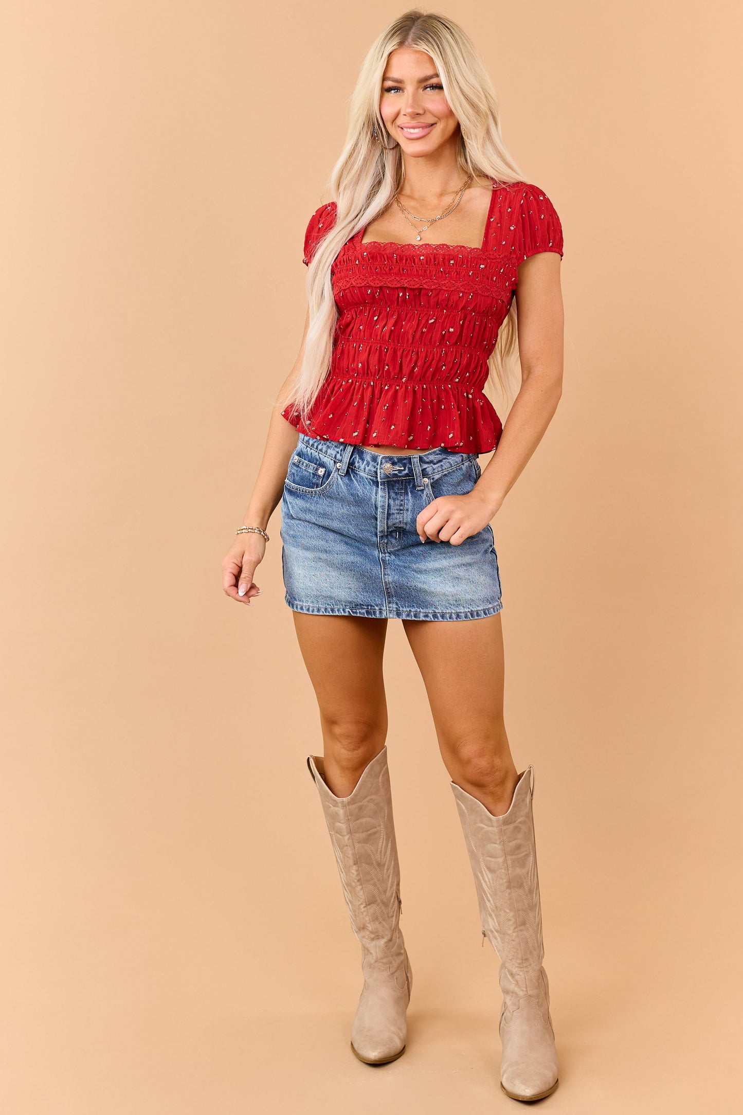 Dark Wash Denim Hidden Button Fly Mini Skort