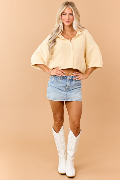 Deep Buttercream Half Sleeve Button Down Cardigan