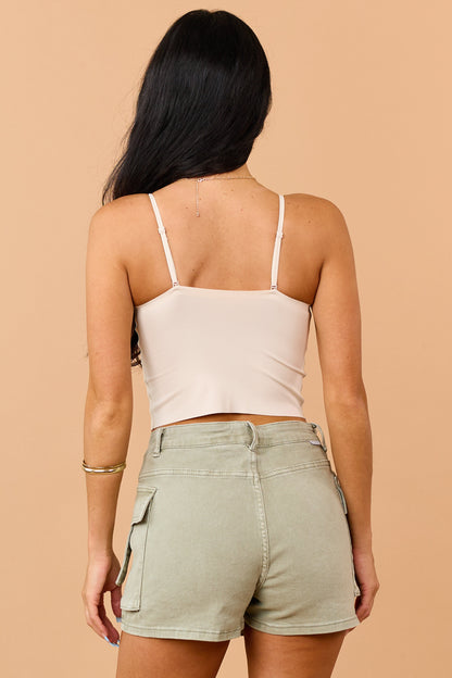 Desert Sand Scalloped Trim Lace Cropped Bralette
