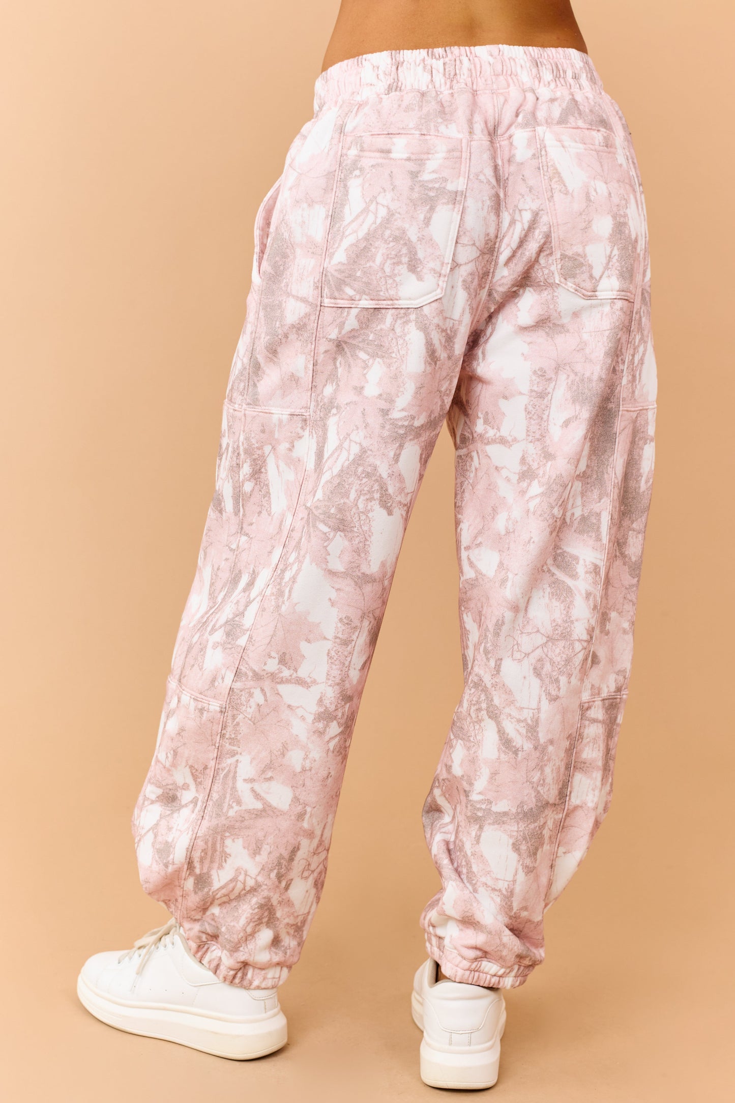 Dusty Blush Camo Print Drawstring Sweatpants