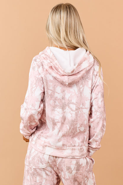 Dusty Blush Camo Print Long Sleeve Hoodie