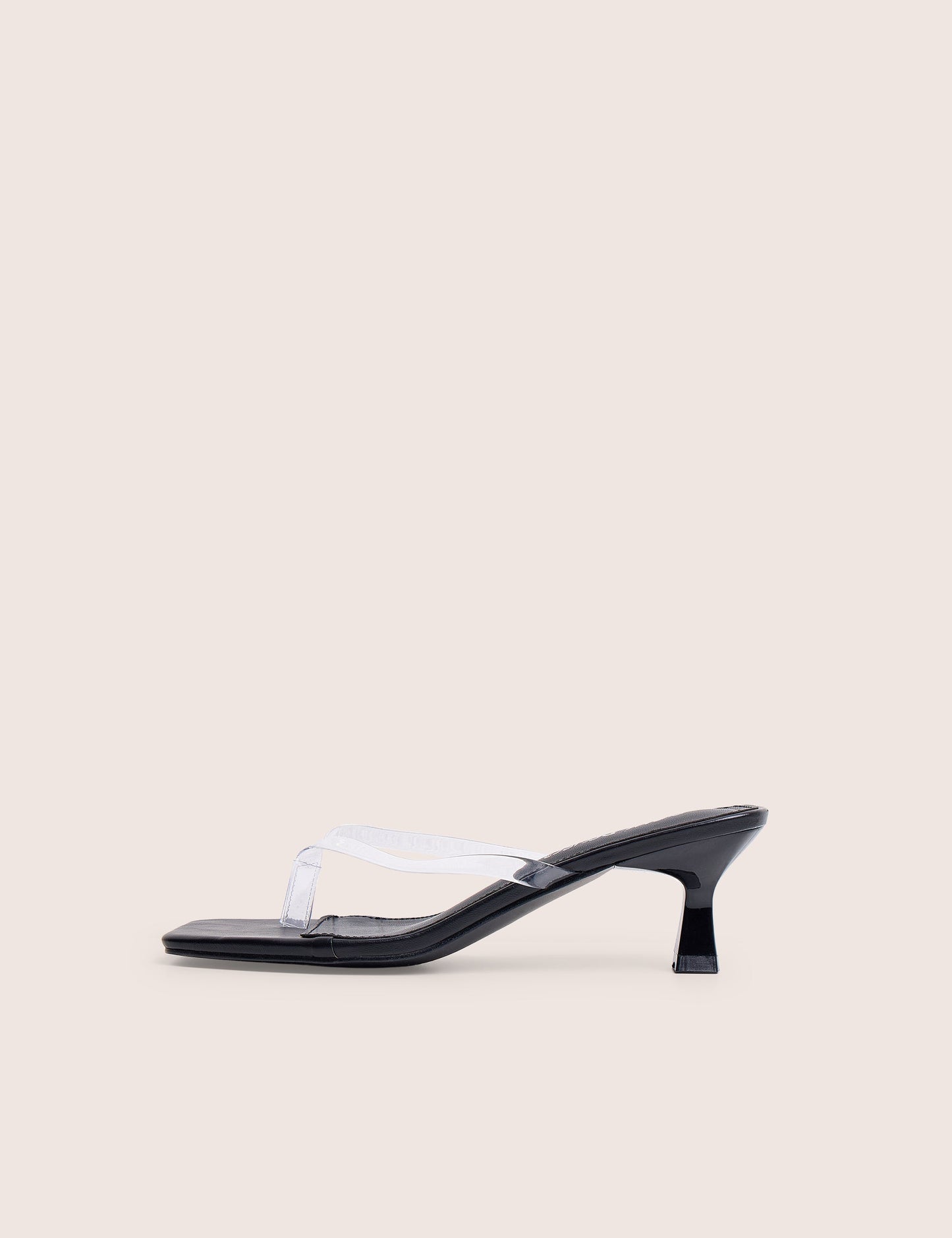 Everlast Black Perspex Thong Flip Flop Heels
