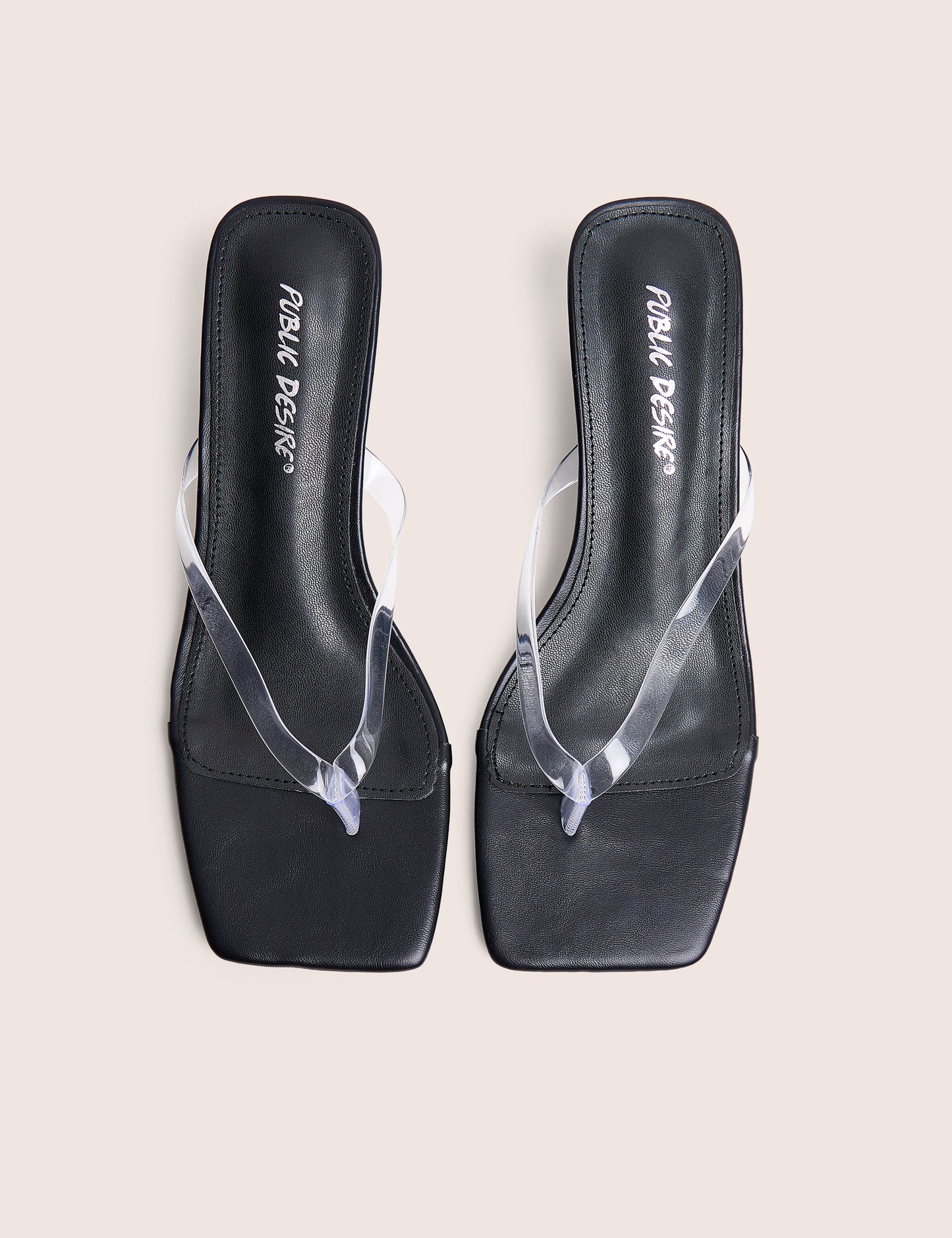 Everlast Black Perspex Thong Flip Flop Heels