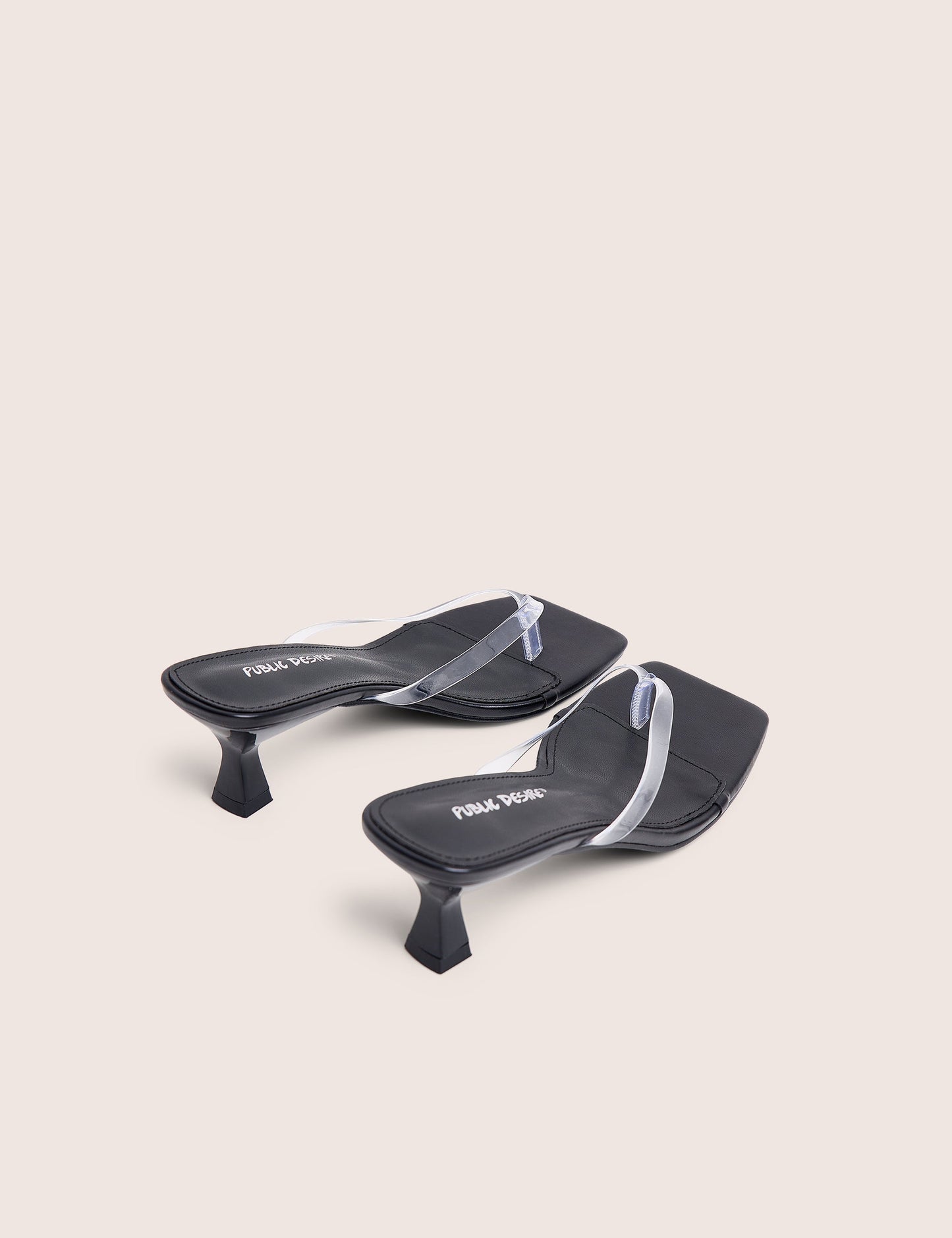 Everlast Black Perspex Thong Flip Flop Heels