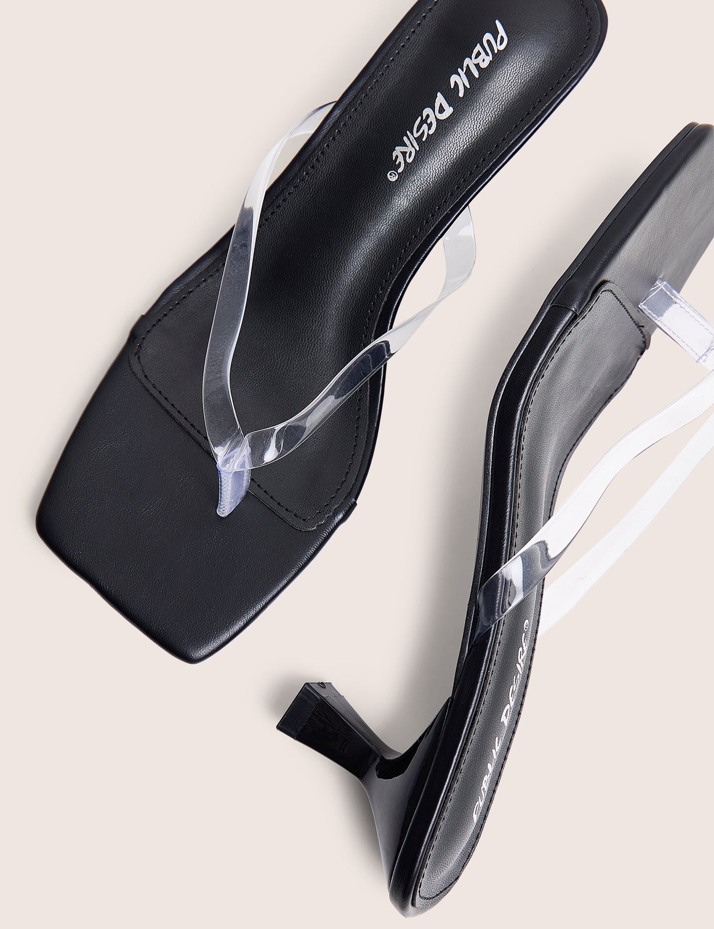 Everlast Black Perspex Thong Flip Flop Heels