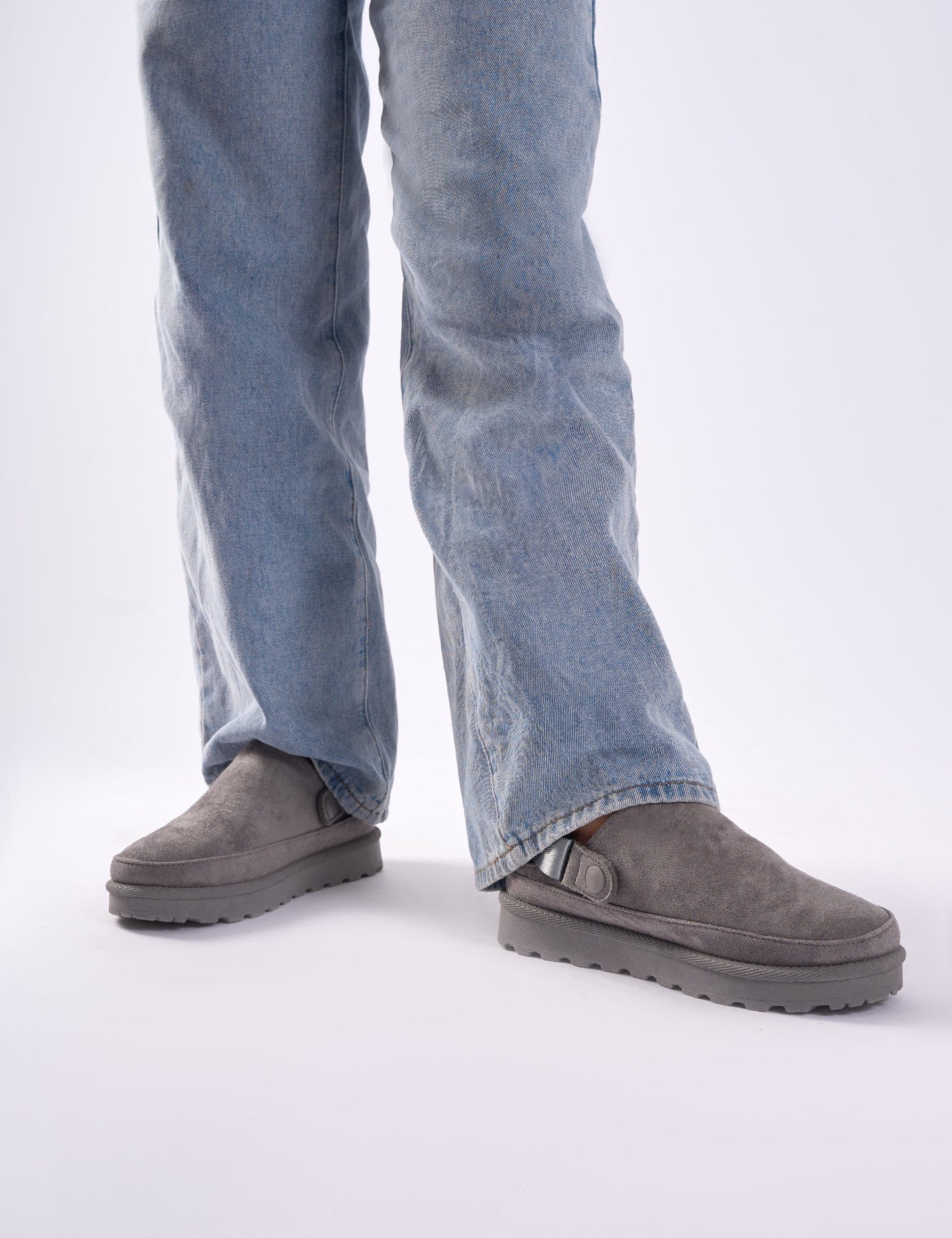 Goldie Grey Faux Fur Lined Mules