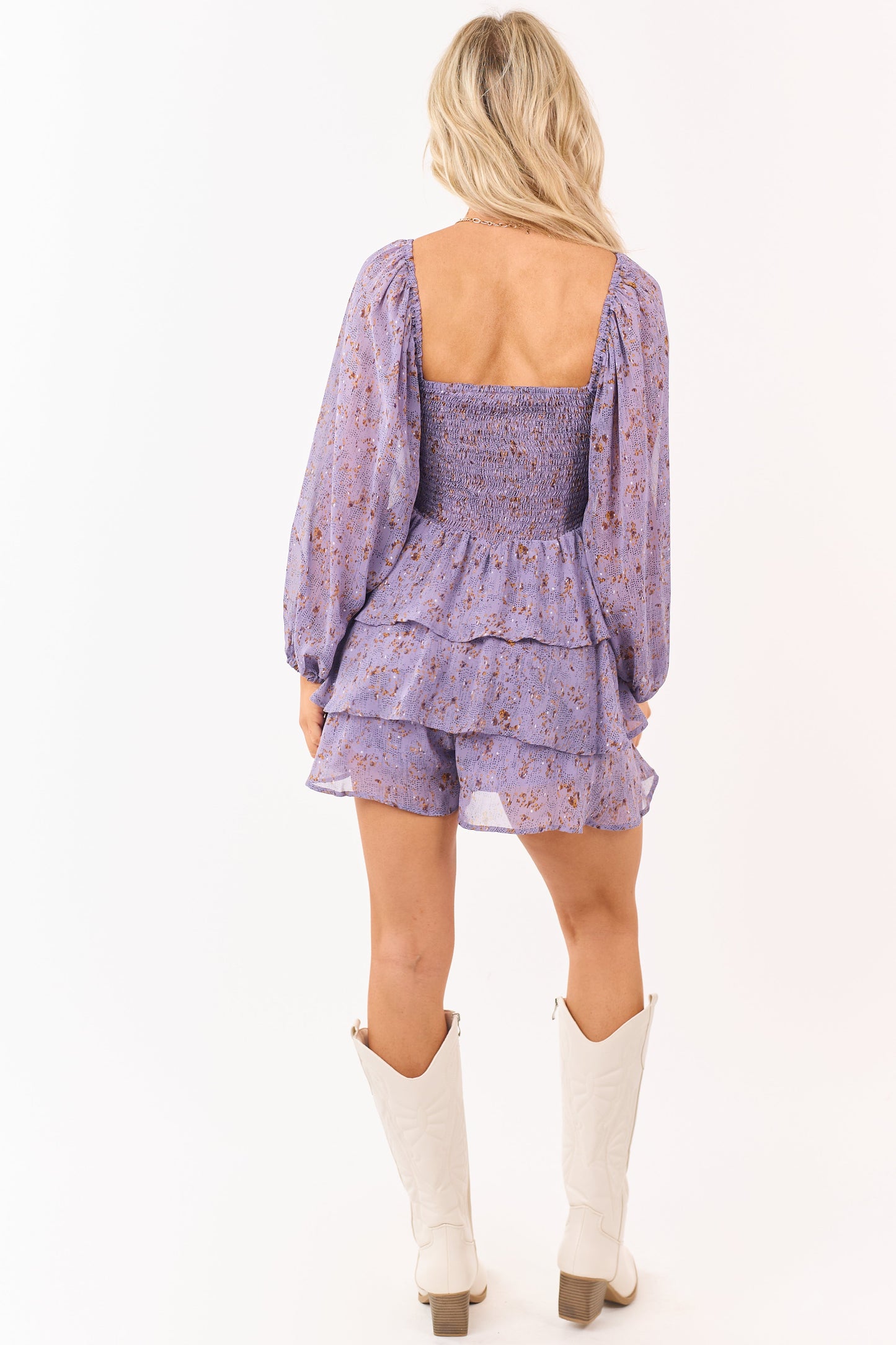 Entro Lavender Abstract Print Mini Dress Romper