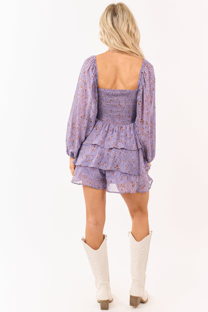 Entro Lavender Abstract Print Mini Dress Romper