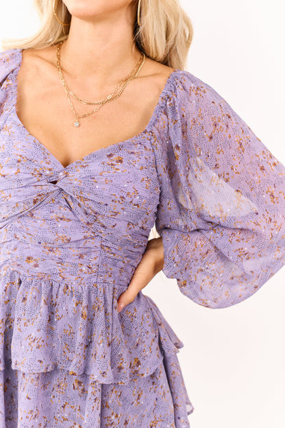 Entro Lavender Abstract Print Mini Dress Romper