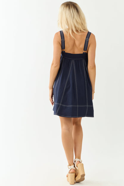 Entro Navy Sleeveless Tent Style Mini Dress