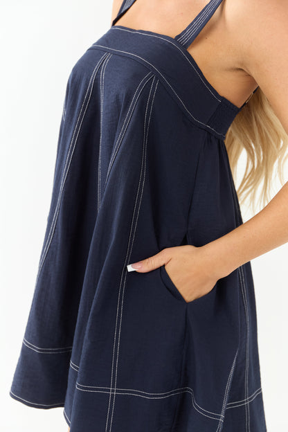 Entro Navy Sleeveless Tent Style Mini Dress