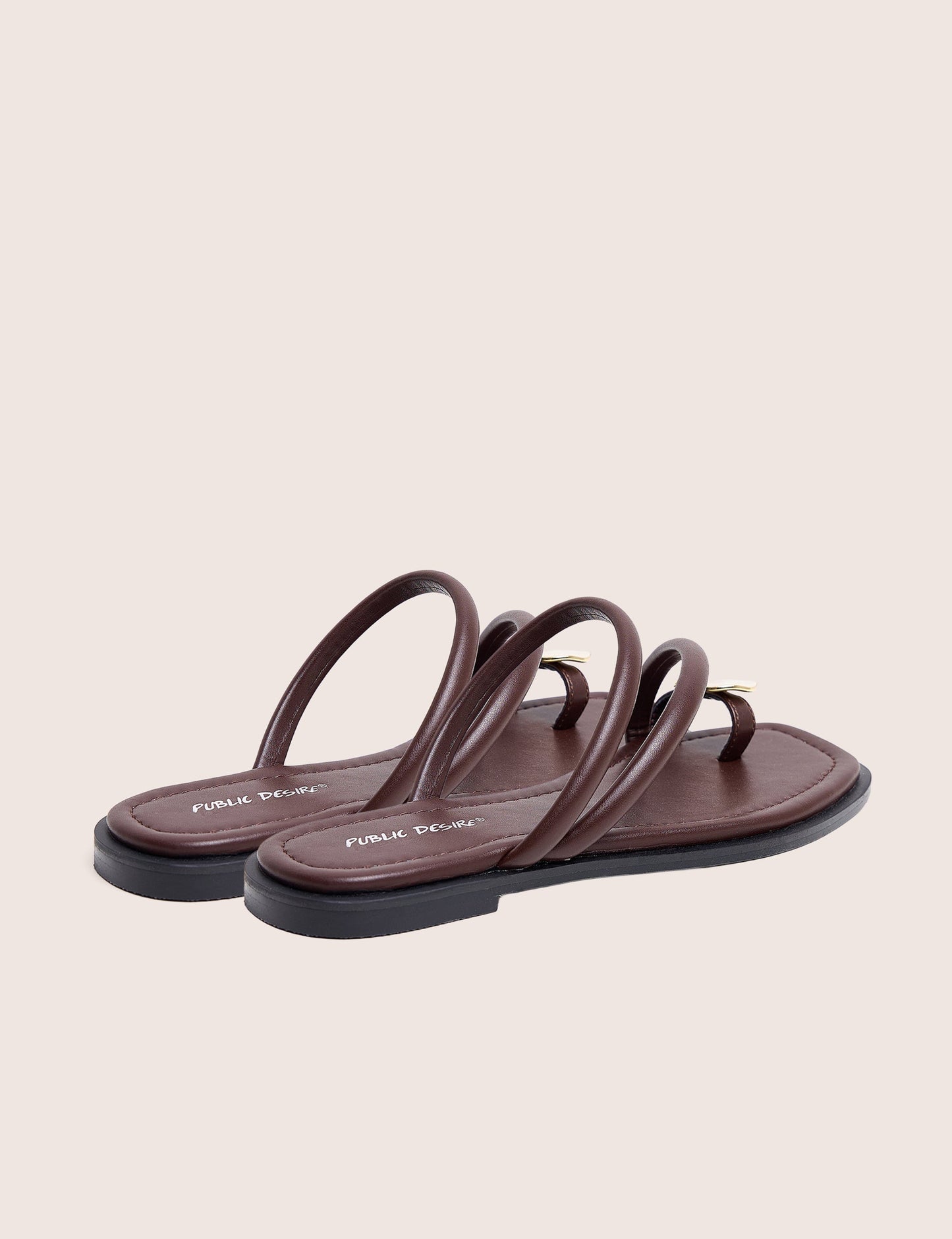 Farron Chocolate Brown Resin Detail Flat Sandals
