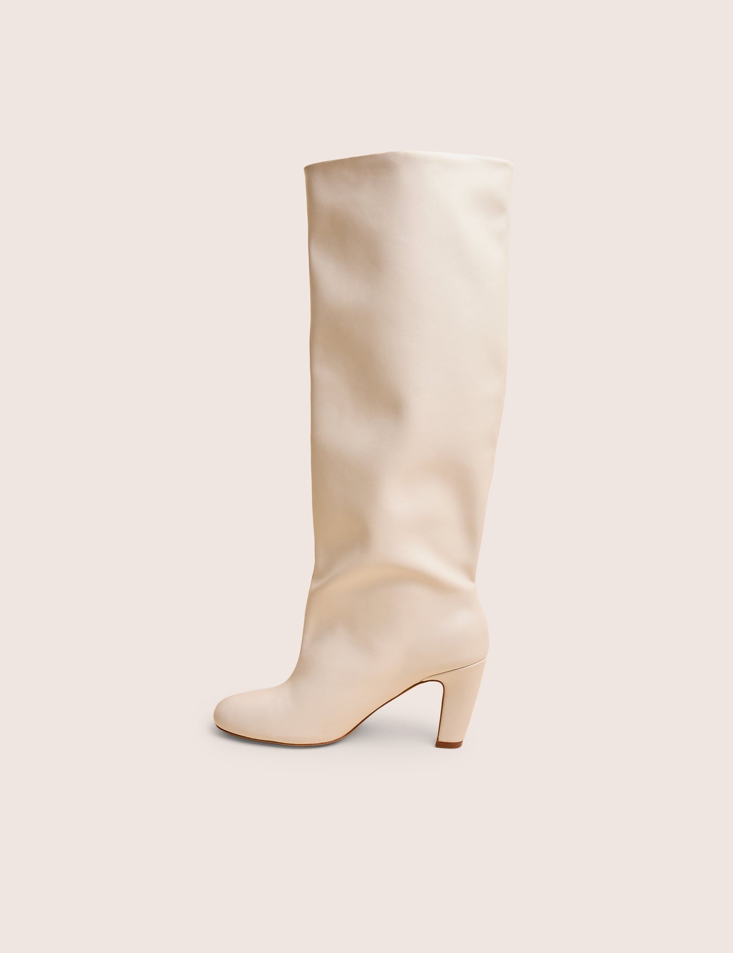 Fifth Ave Off White Pu Slouchy Mid Heel Boots