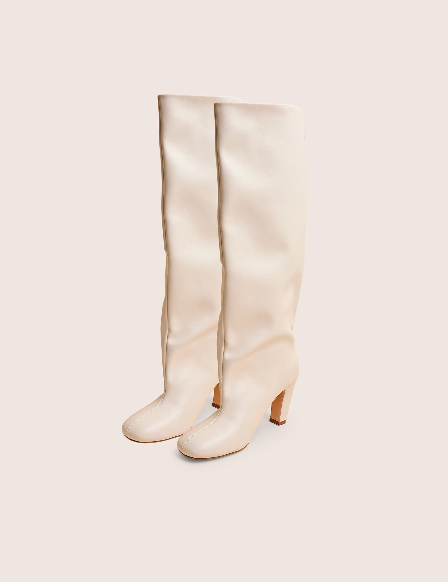 Fifth Ave Off White Pu Slouchy Mid Heel Boots