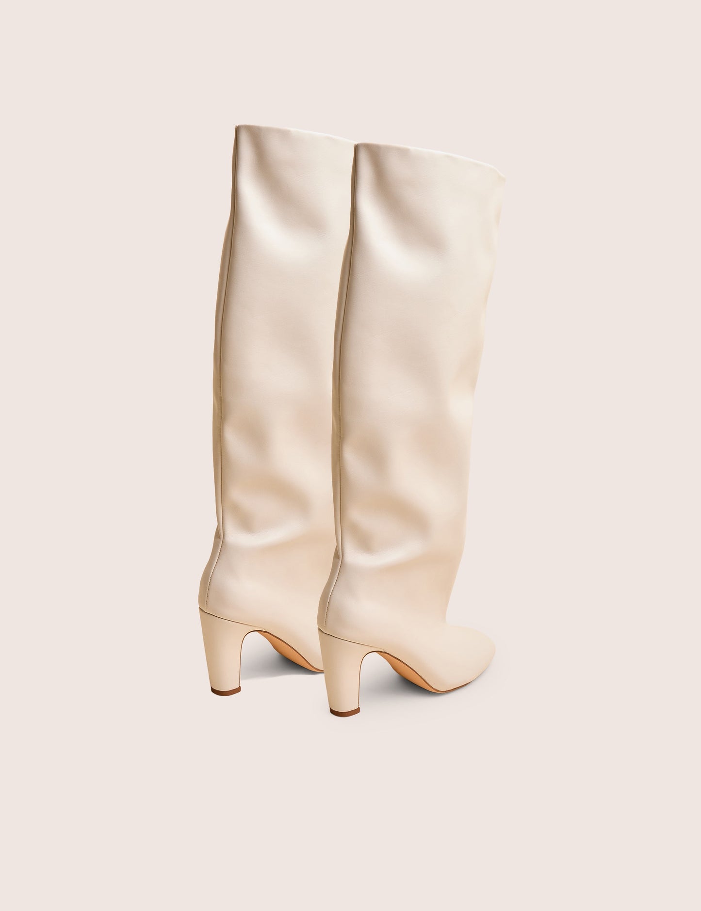 Fifth Ave Off White Pu Slouchy Mid Heel Boots